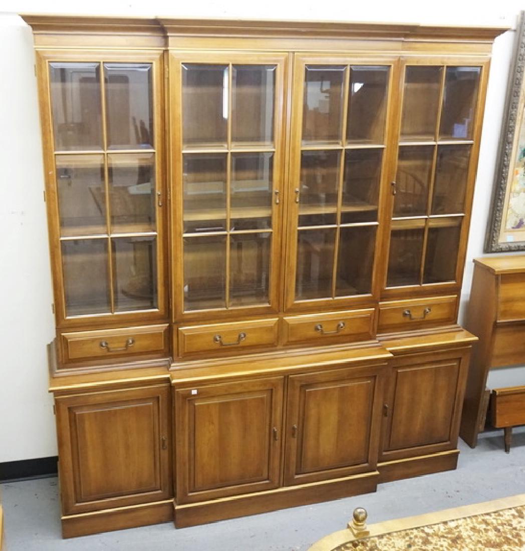 2 PIECE BREAKFRONT WITH BEVELED GLASS PANES, 4 DRAWERS, (1 of 1)