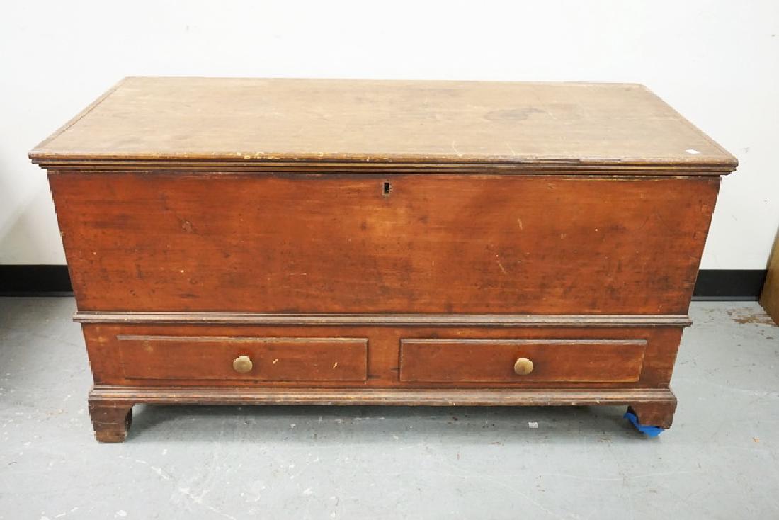 ANTIQUE BLANKET CHEST WITH ORIGINAL RED PAINT. HAS SOME (1 of 1)