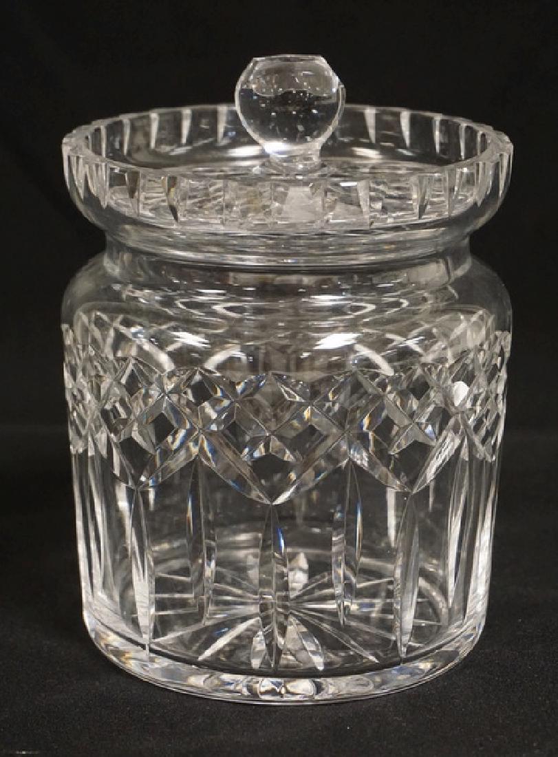 WATERFORD CRYSTAL BISCUIT JAR WITH LID. 6 3/4 INCHES