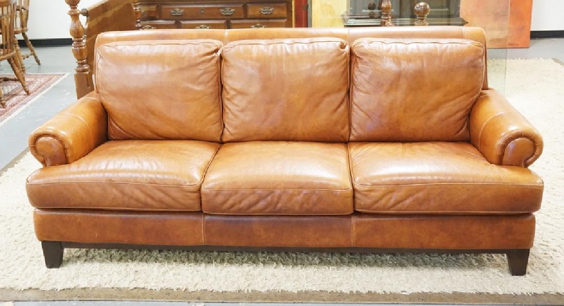 BROWN LEATHER SOFA BY CRATE & BARREL. (1 of 1)