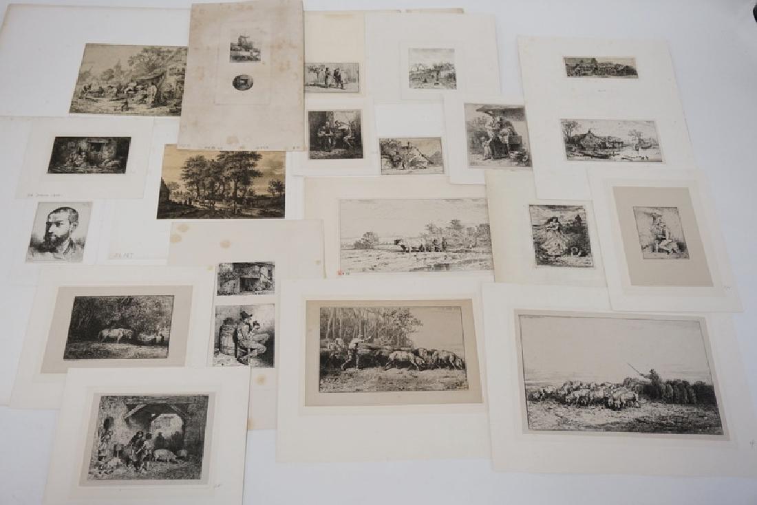 20 ETCHINGS BY CHARLES EMIL JACQUE. ASSORTED SIZES. (1 of 5)