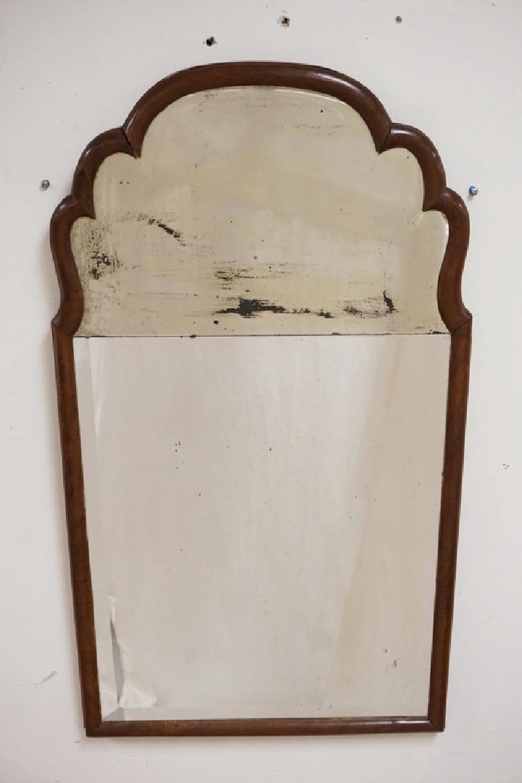 ANTIQUE QUEEN ANNE MIRROR WITH A SCALLOPED TOP AND (1 of 1)