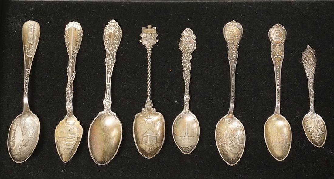 LOT OF 8 STERLING SILVER SOUVENIS SPOONS. INCLUDES (1 of 3)