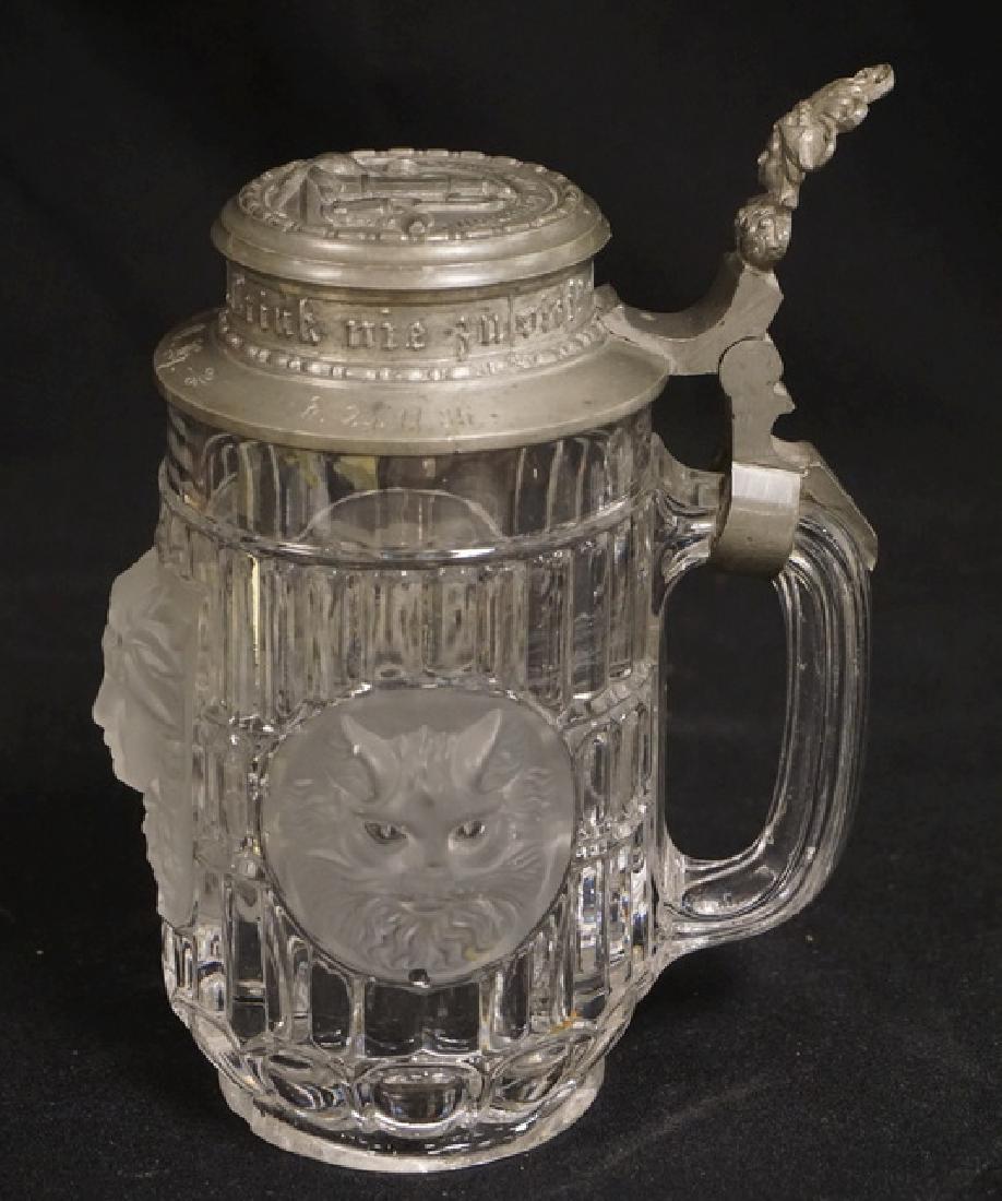 19TH C. GERMAN GLASS STEIN WITH FROSTED PANELS INCLUDED (1 of 3)
