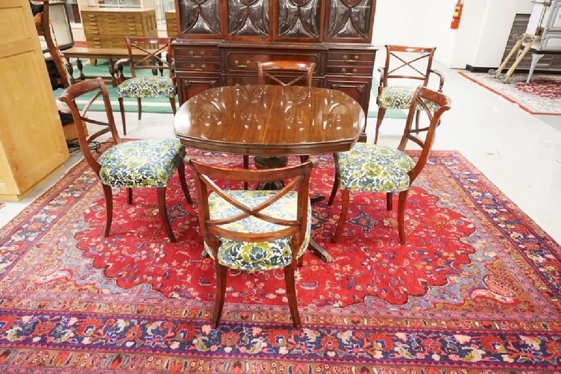 MAHOGANY DINING TABLE AND 6 CHAIRS. SINGLE PEDESTAL (1 of 2)
