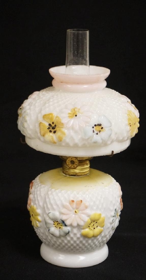 ANTIQUE COSMOS ART GLASS OIL LAMP WITH CHIMNEY. 8 7/8 (1 of 1)