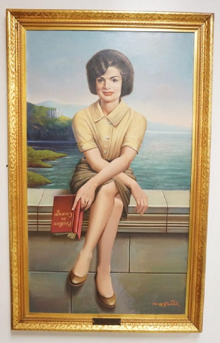 LARGE OIL PAINTING ON CANVAS. PORTRAIT OF JACQUELINE (1 of 4)