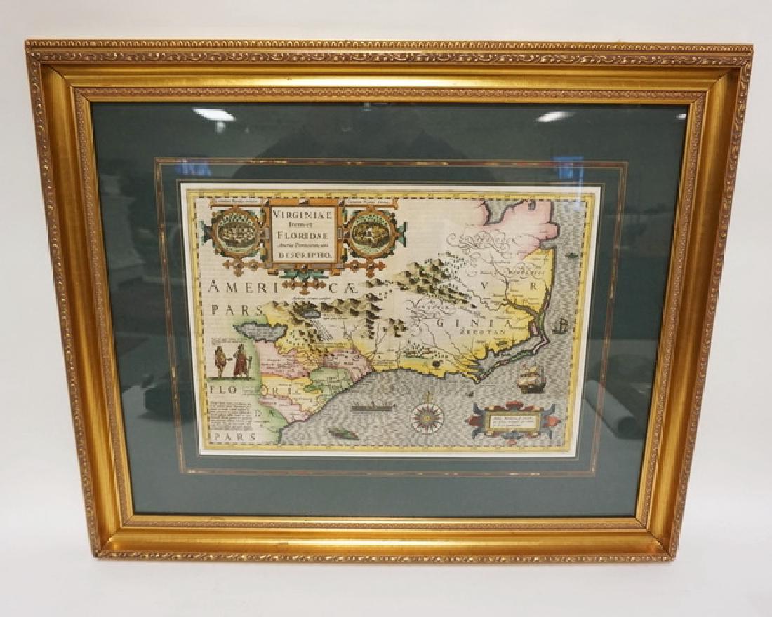 ANTIQUE HAND COLORED MAP OF VIRGINIA & FLORIDA. (1 of 1)