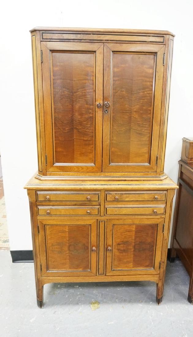 SMALL WALNUT CABINET WITH 4 DOORS AND 3 DRAWERS. 31 IN (1 of 3)