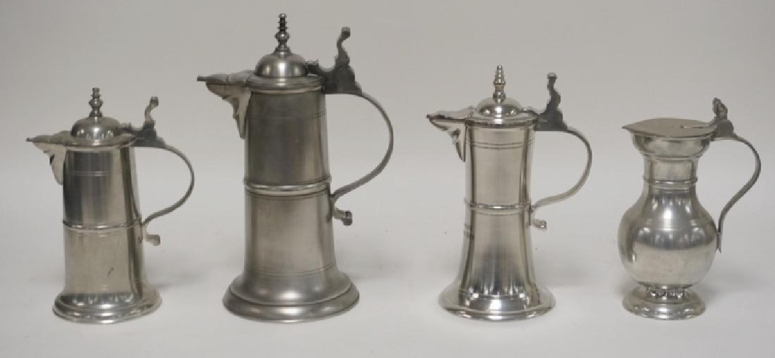 LOT OF 4 PEWTER TANKARDS. TALLEST IS 11 1/2 INCHES. (1 of 2)