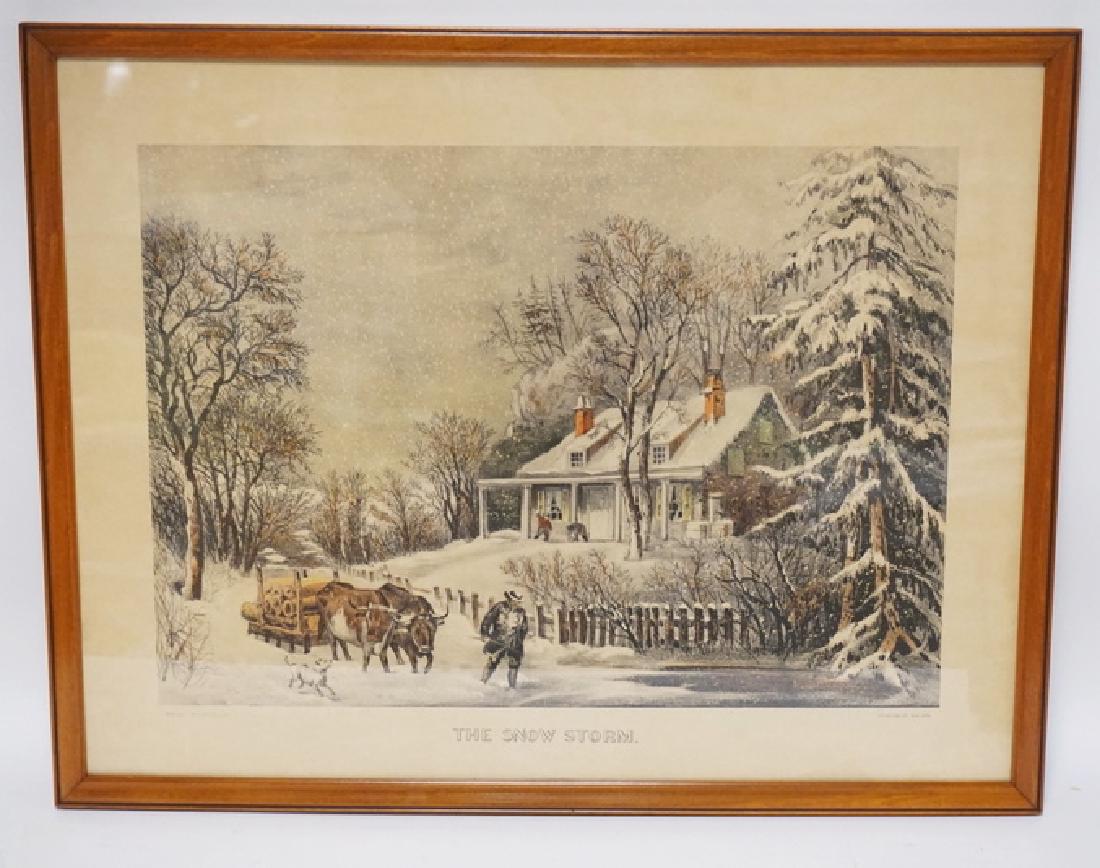CURRIER & IVES PRINT TITLED *THE SNOW STORM*. 23 5/8 X: CURRIER & IVES PRINT TITLED *THE SNOW STORM*. 23 5/8 X 16 7/8 INCH IMAGE.