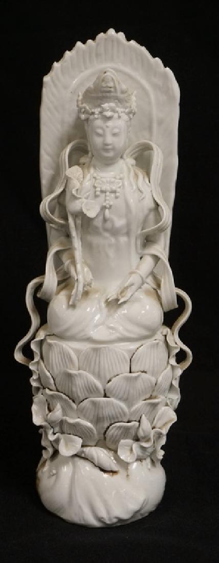 ASIAN BLANC DE CHINE GUAN YIN FIGURE MEASURING 11 3/4 (1 of 3)