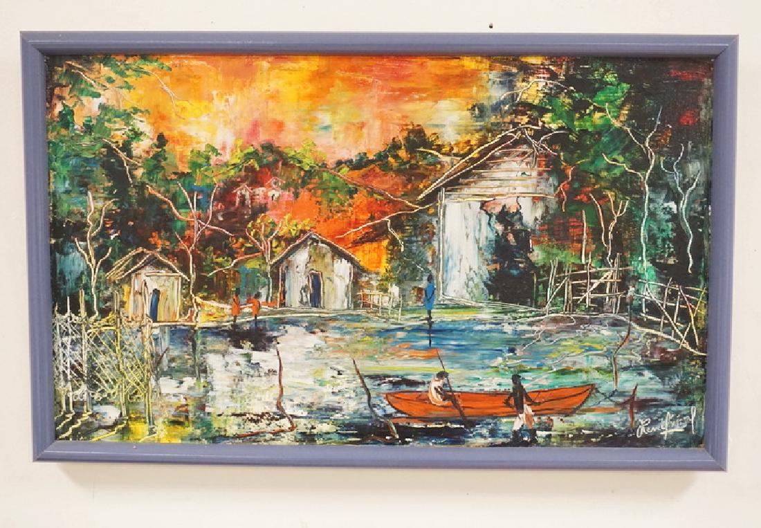 RENE JEROME (HAITIAN, 1942-1991) OIL PAINTING ON CANVAS (1 of 2)