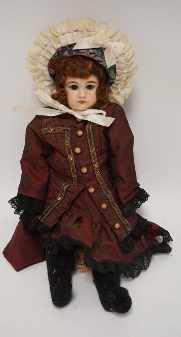 GERMAN BISQUE HEADED DOLL MEASURING 18 INCHES LONG. LEG (1 of 3)