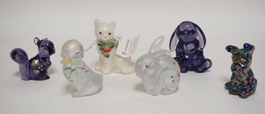 LOT OF 6 HAND PAINTED FENTON ART GLASS ANIMALS. TALLEST (1 of 1)