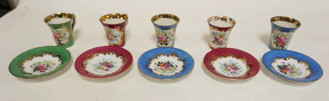 5 SEVRES HAND PAINTED DEMITASSE CUP AND SAUUCER SETS (1 of 2)