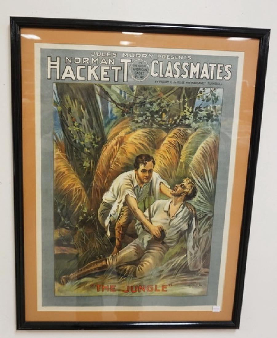 1893 THEATRE POSTER- THE JUNGLE- BY WILLIAM C DEMILLE: 1893 THEATRE POSTER- THE JUNGLE- BY WILLIAM C DEMILLE AND MARGARET TURNBULL. PROFESSIONALLY FRAMED. IMAGE 19 ¼ X 26 ¾