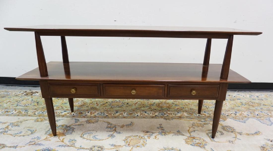 CHERRY 2 TIER TABLE WITH 3 DRAWERS.56 IN X 19 IN, 28 (1 of 1)