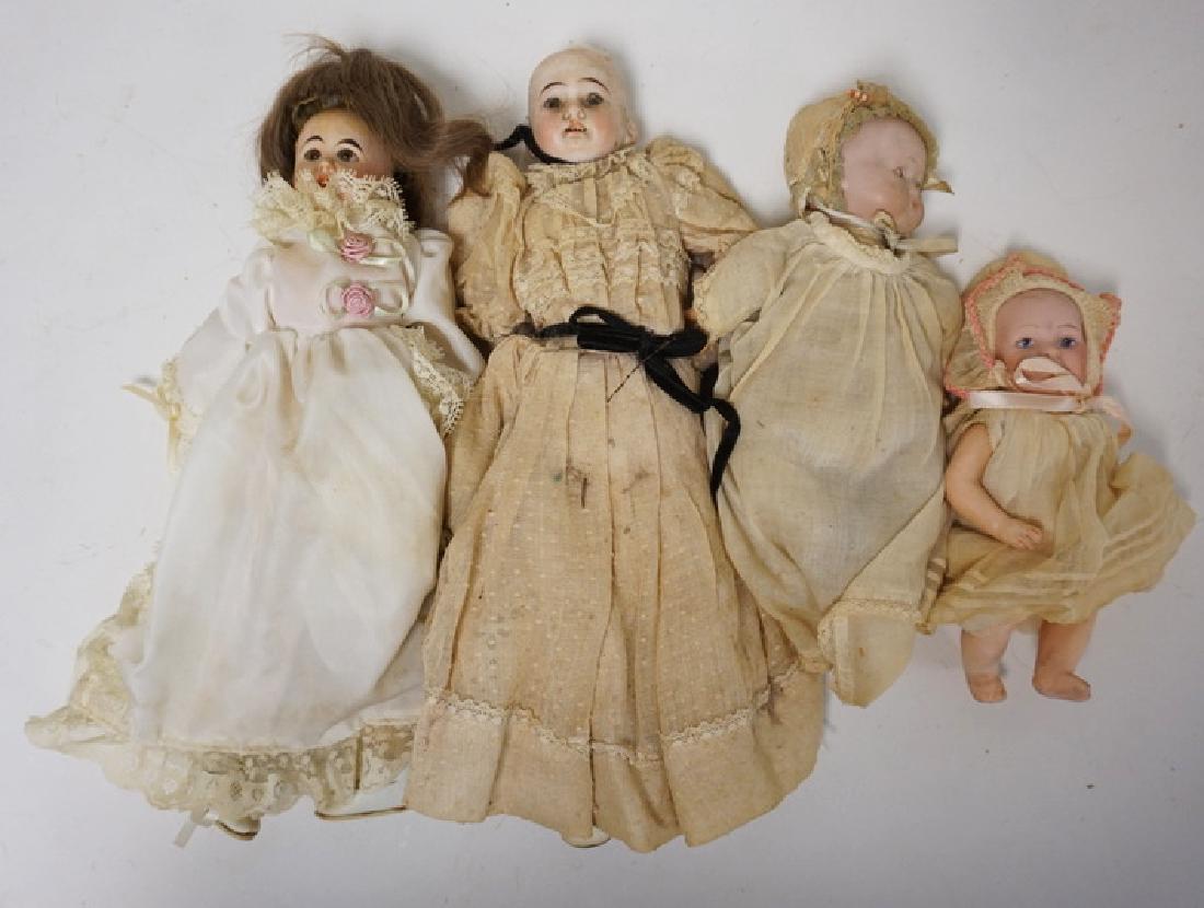 LOT OF 4 GERMAN BISQUE HEAD DOLLS. TALLEST MEASURES 13 (1 of 1)
