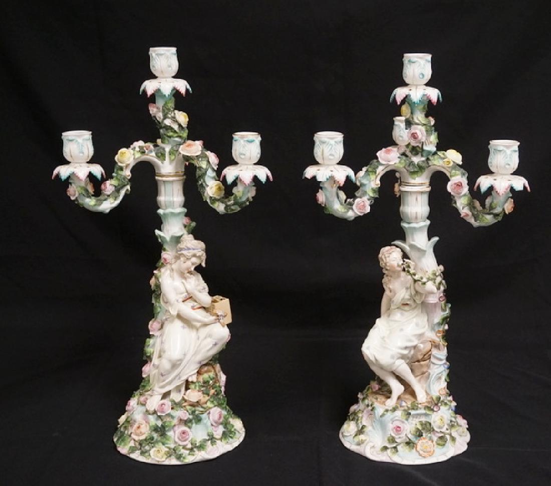 PAIR OF SITZENDORF PORCELAIN CANDELABRA. APPROX 19 INCH (1 of 6)