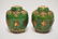 PAIR OF ASIAN POTTERY LIDDED JARS. POLYCROME DECORATED.
