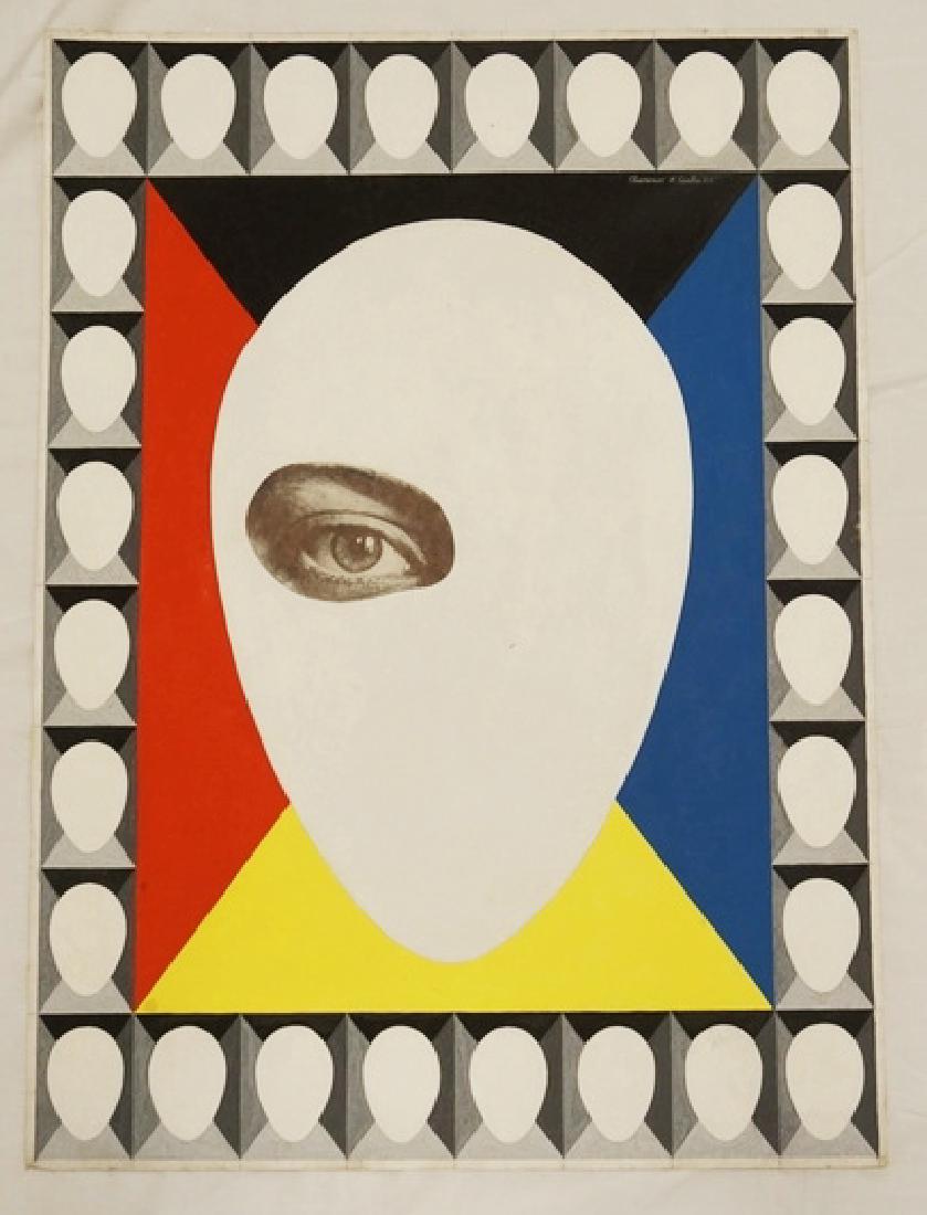 CLARENCE H. CARTER PAINTING ON FIBER PAPER W/COLLAGE. (1 of 2)