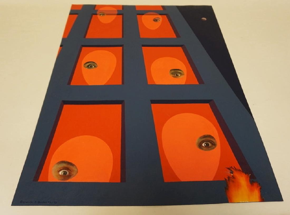 CLARENCE H. CARTER PAINTING ON FIBER PAPER W/COLLAGE. (1 of 2)