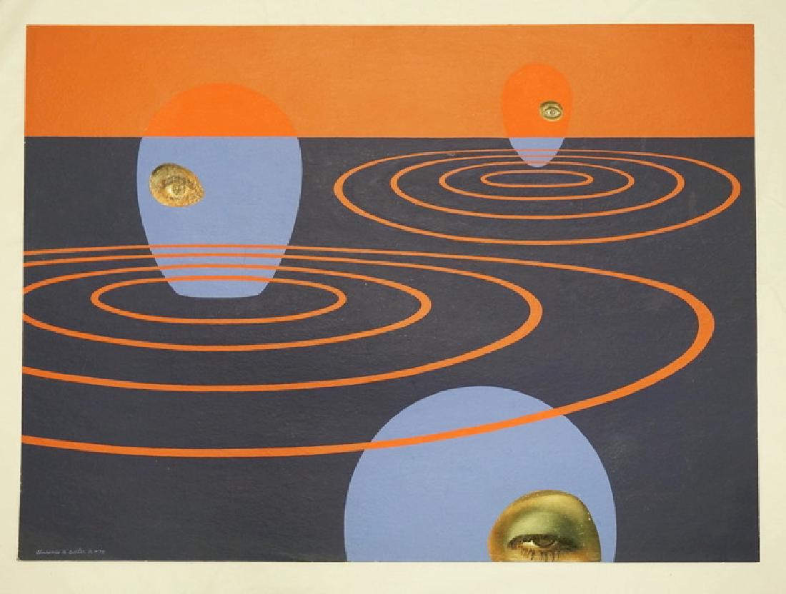 CLARENCE H. CARTER PAINTING ON FIBER PAPER W/COLLAGE. (1 of 2)