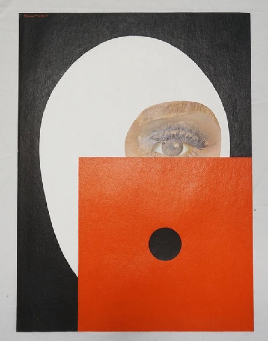 CLARENCE H. CARTER PAINTING ON FIBER PAPER W/COLLAGE. (1 of 2)