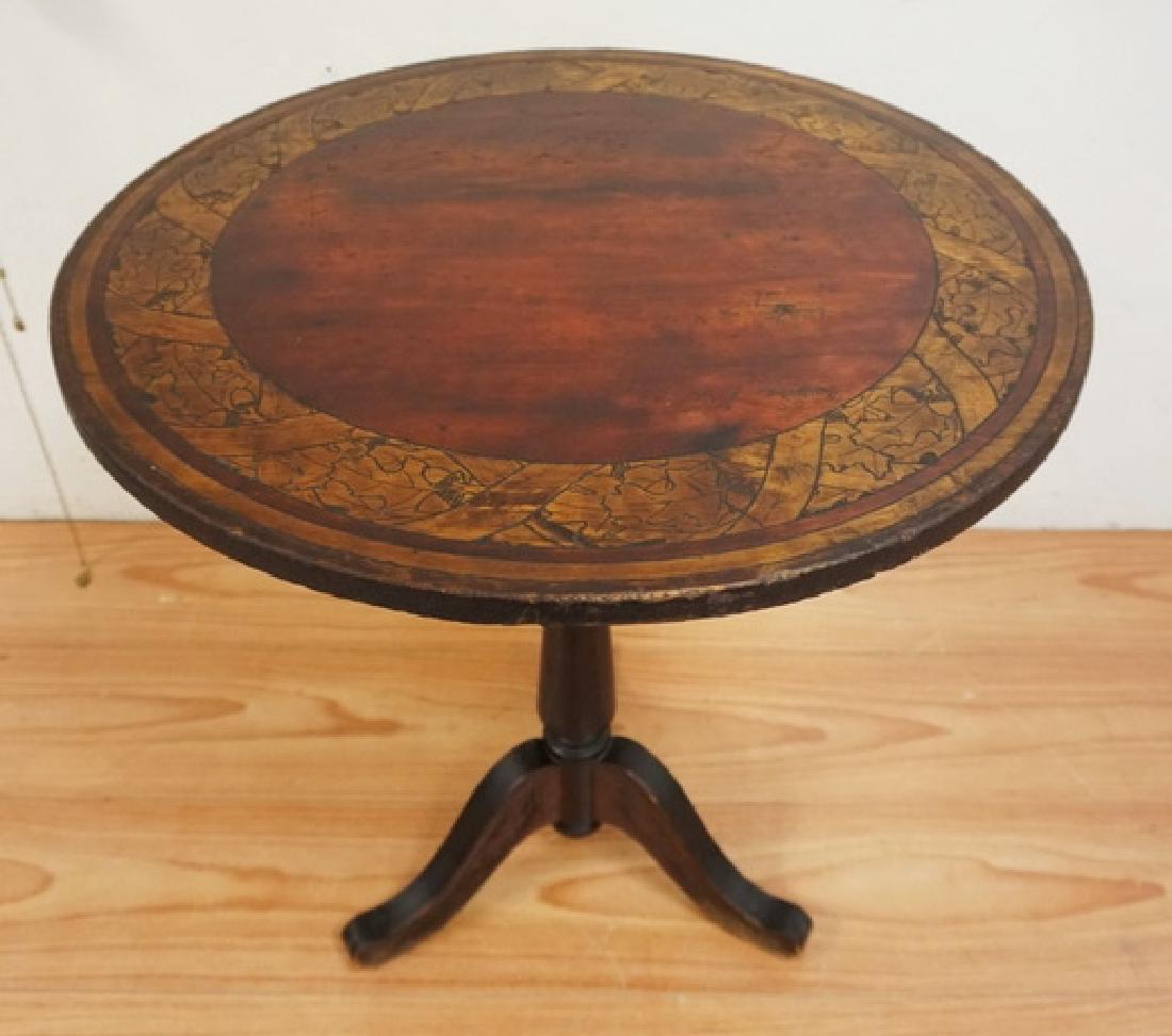 TILT TOP TABLE. THE TOP DECORATED WITH A BAND OF (1 of 2)