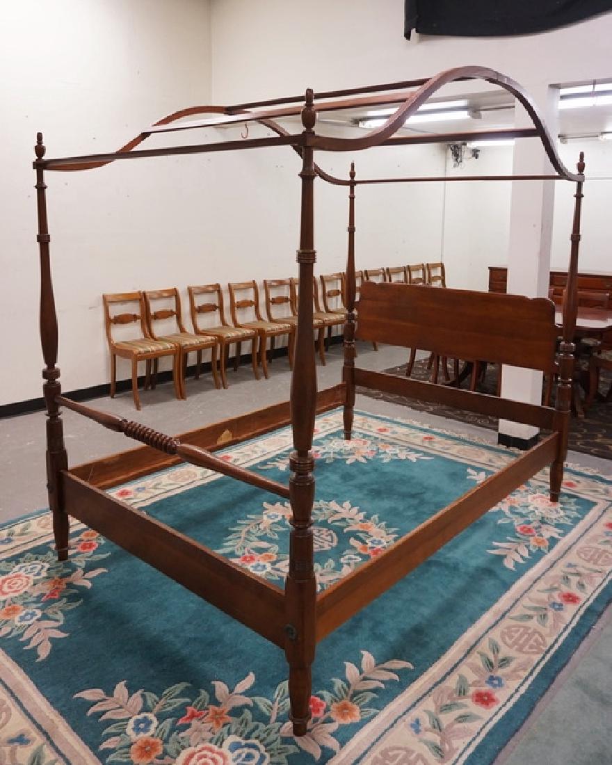 CHERRY QUEEN SIZE CANOPY BED WITH TURNED POSTS. (1 of 1)