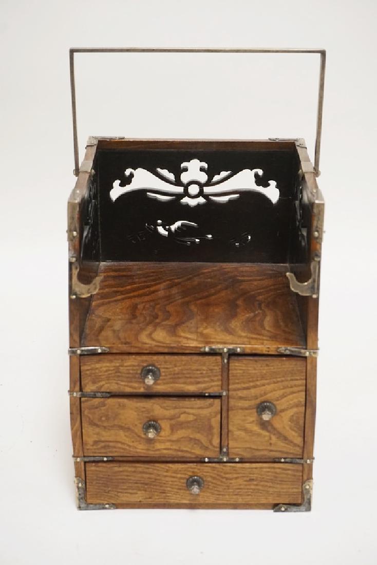 ASIAN WRITING CADDY WITH CUTWORK PANELS,4 DRAWERS, AND (1 of 3)