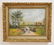 OIL PAINTING ON BOARD OF A COUNTRY PANDSCAPE WITH A