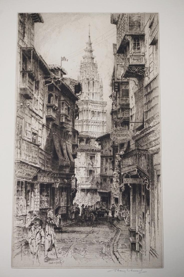 ALBANY E. HOWARTH ETCHING TITLED *STREET IN TOLEDO*. 8 (1 of 2)