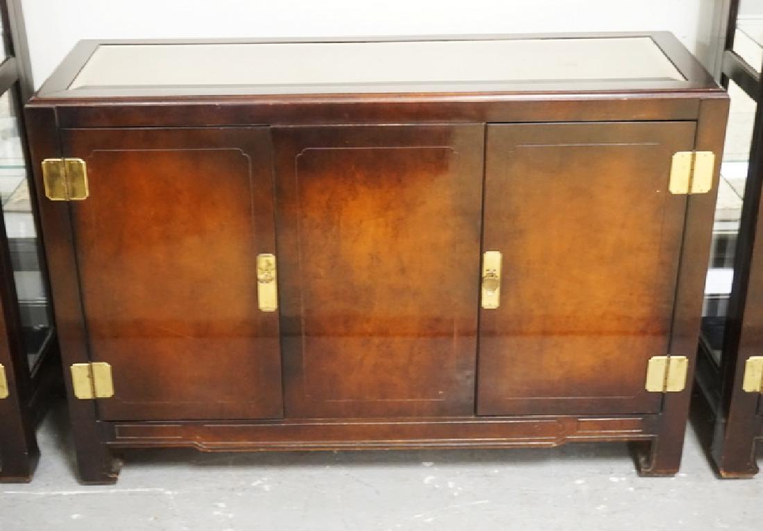 ASIAN STYLED CREDENZA WITH 2 DOORS AND AN INSET MIRROR (1 of 1)