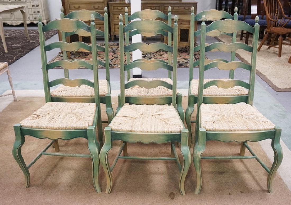 SET OF 6 RUSH SEAT DINING CHAIRS. (1 of 1)