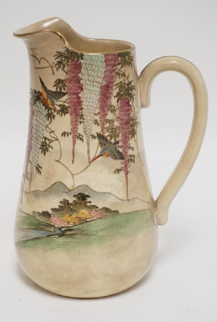 SATSUMA PITCHER DECORATED WITH WISTERIA AND FLYING (1 of 3)