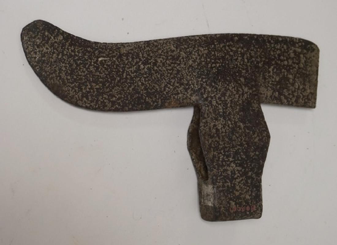 ANTIQUE IRON AXE HEAD MEASURING 12 INCHES X 7 INCHES. (1 of 2)