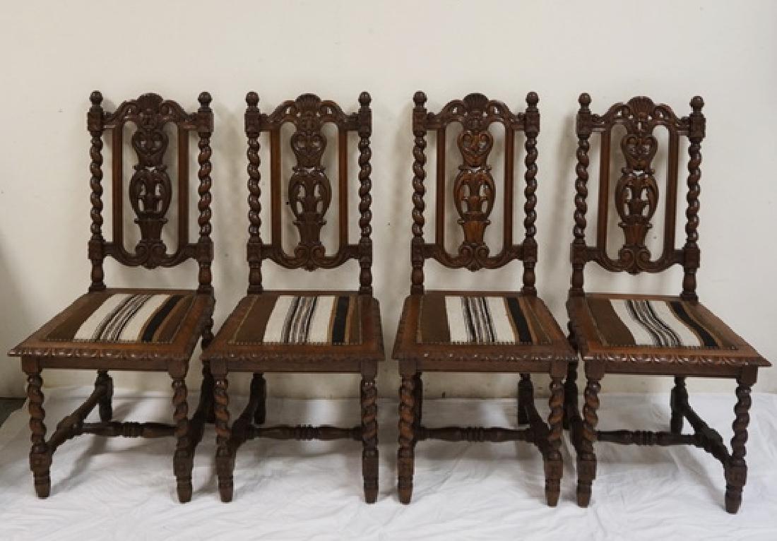 SET OF 4 CARVED OAK DINING CHAIRS WITH BARLEY TWIST (1 of 4)