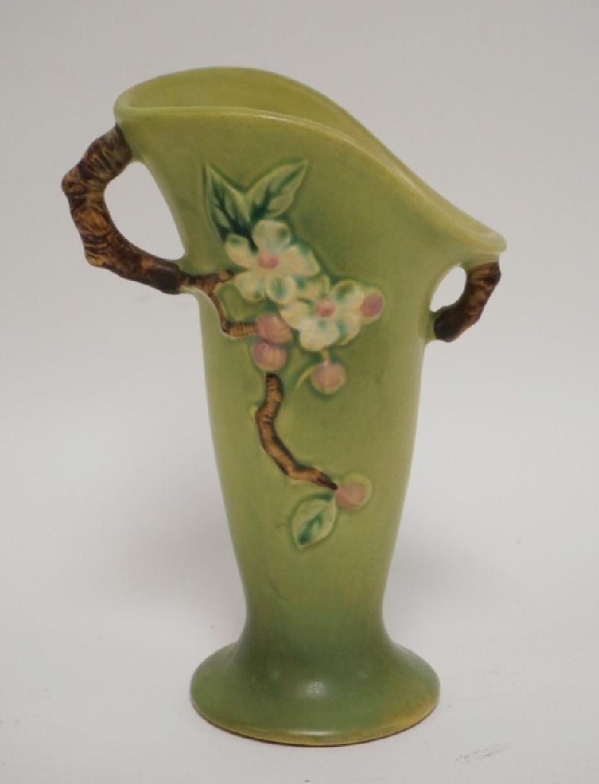 ROSEVILLE POTTERY APPLE BLOSSOM VASE. #382-7. 7 3/8 (1 of 2)