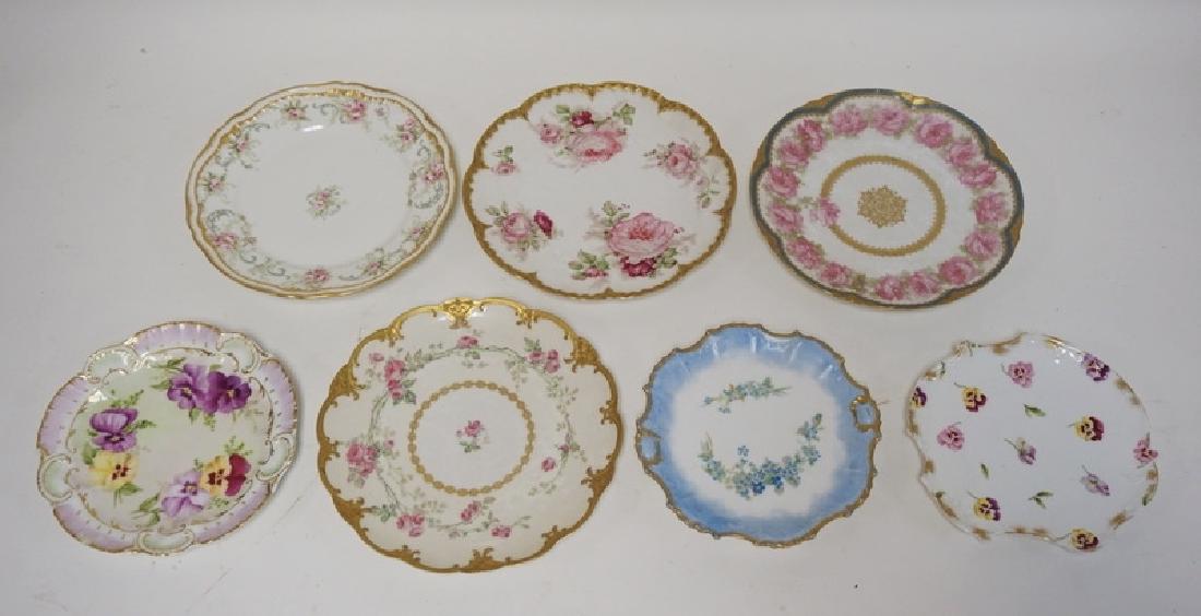 LOT OF 7 HAND PAINTED LIMOGES PORCELAIN PLATES. LARGEST (1 of 4)
