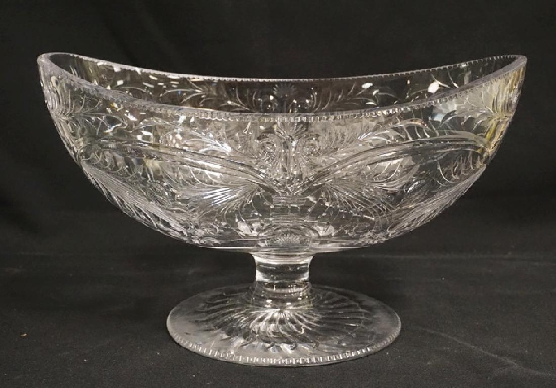 QUALITY CUT GLASS BOWL WITH A PEDESTAL FOOT. UNSIGNED, (1 of 3)