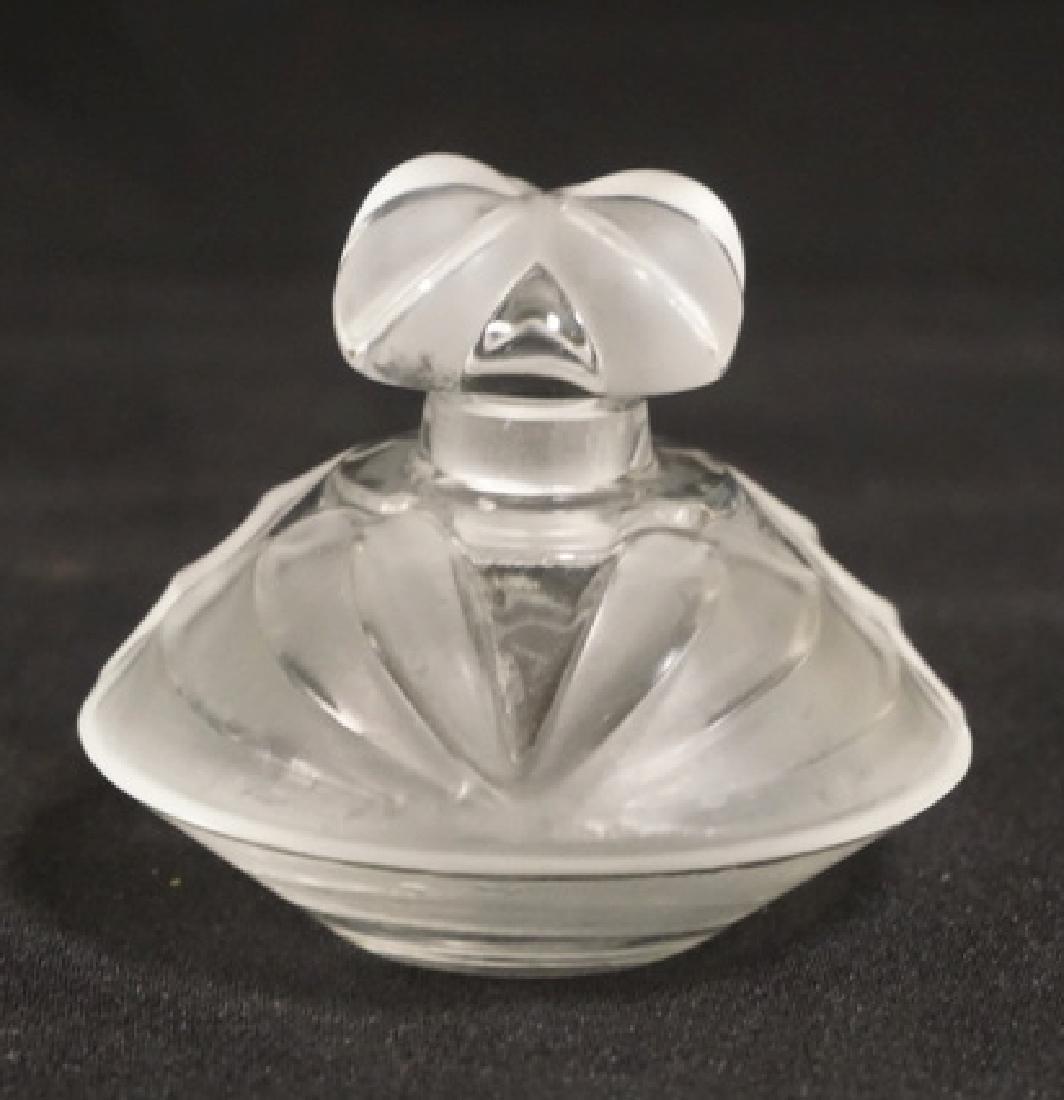 LALIQUE CRYSTAL PERFUME BOTTLE. CLEAR AND FROSTED. 2 (1 of 2)