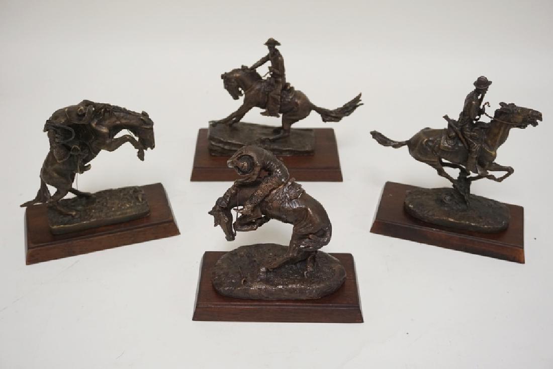 GROUP OF 4 FRANKLIN MINT BRONZE COWBOY SCULPTURES. (1 of 5)