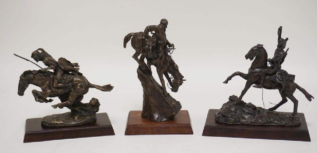 GROUP OF 3 FRANKLIN MINT BRONZE SCULPTURE OF NATIVE (1 of 4)