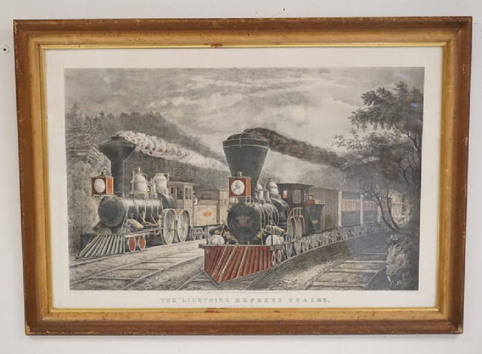Currier & Ives Litho *the Lightning Express Trains