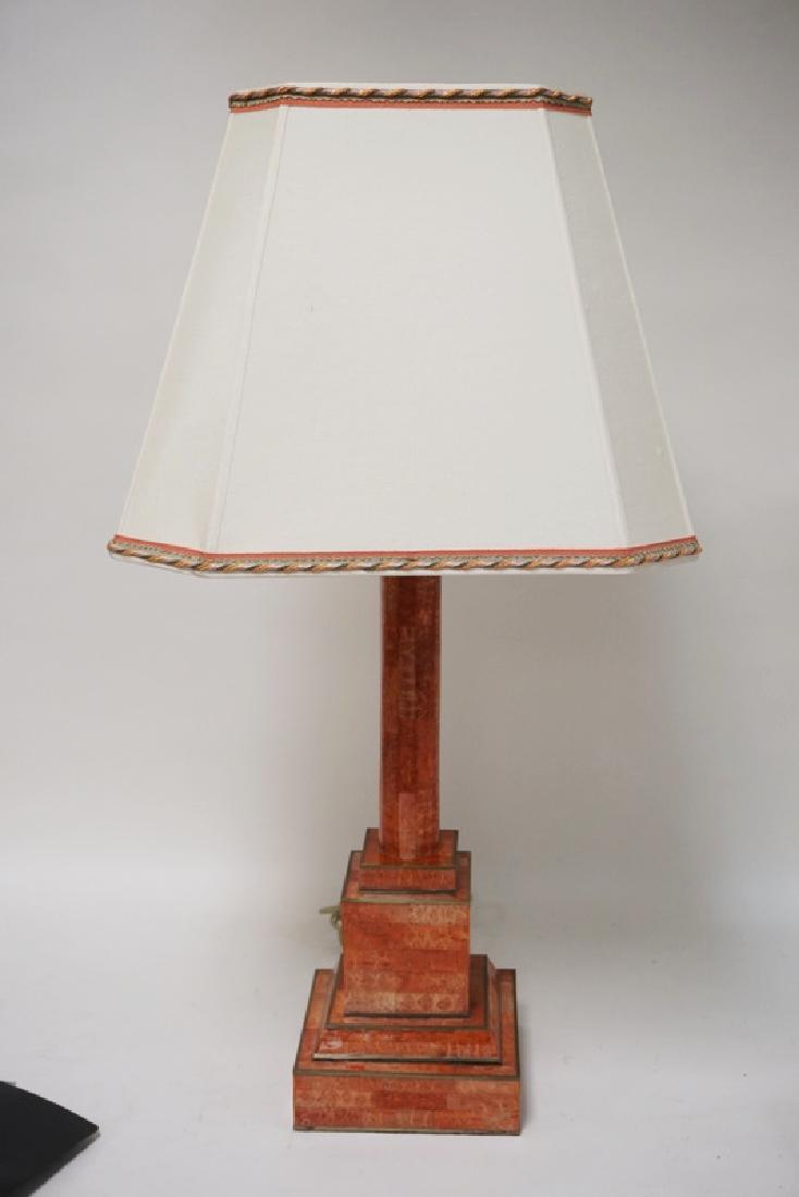 CONTEMPORARY TABLE LAMP HAVING A FAUX MARBLE LOOK. (1 of 2)