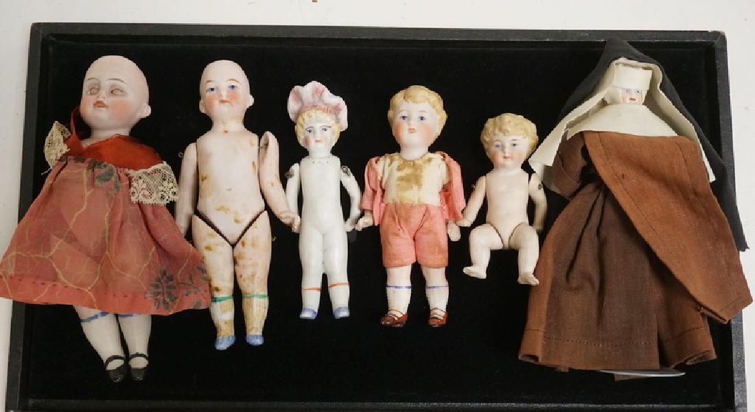 GROUP OF 6 SMALL DOLLS. BISQUE AND CHINA. TALLEST IS 6 (1 of 1)
