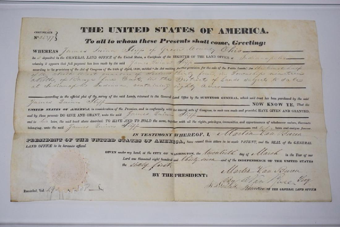 1837 LAND GRANT FOR JAMES QUINN IN GREEN COUNTY OHIO (1 of 2)