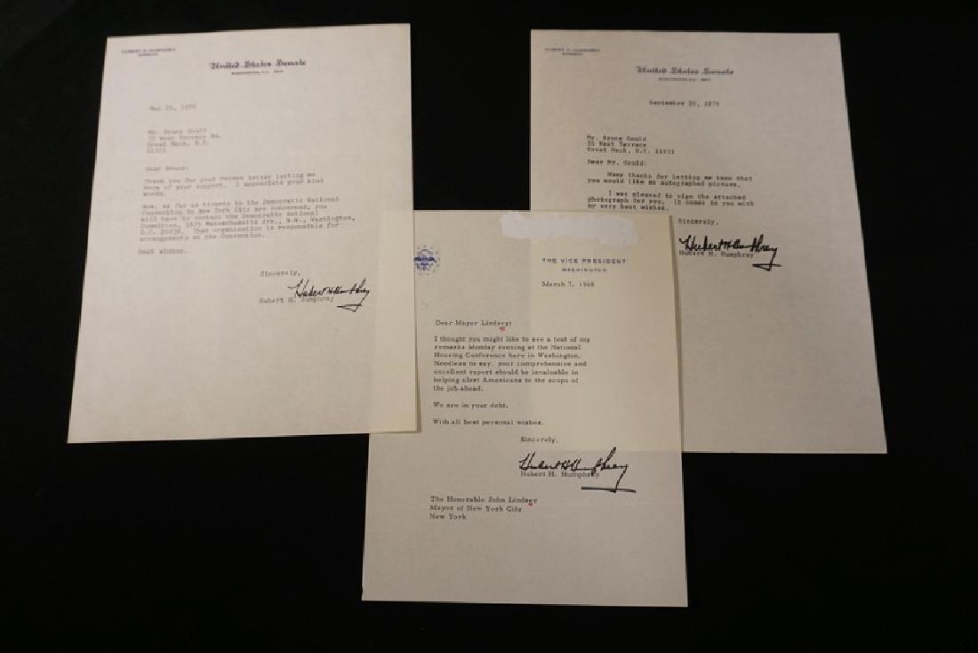 GROUP OF 3 SIGNED LETTERS BY HUBERT HUMPHREY. 2 AS A (1 of 4)